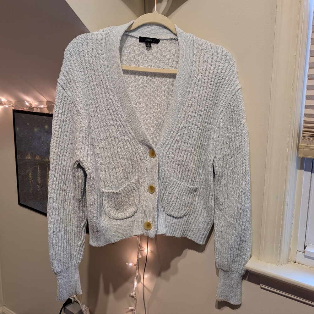 J. Crew Cropped Patch Pocket Beach Cardigan Sweater